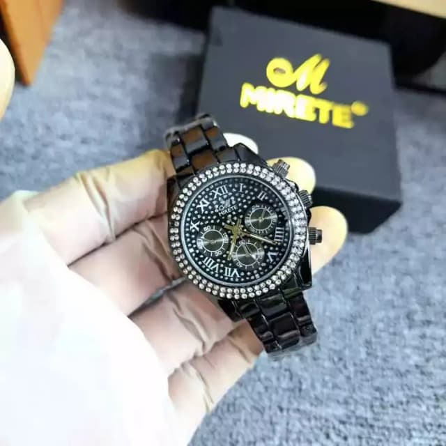 Luxury Stainless Steel Diamond Style Black Watch