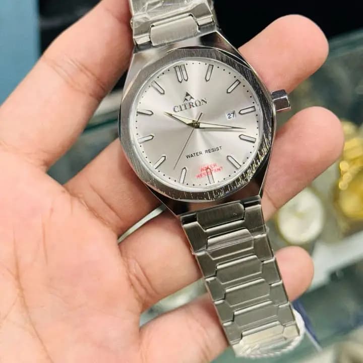 Original Citron Silver Color Watch With Analog And Calendar Dial