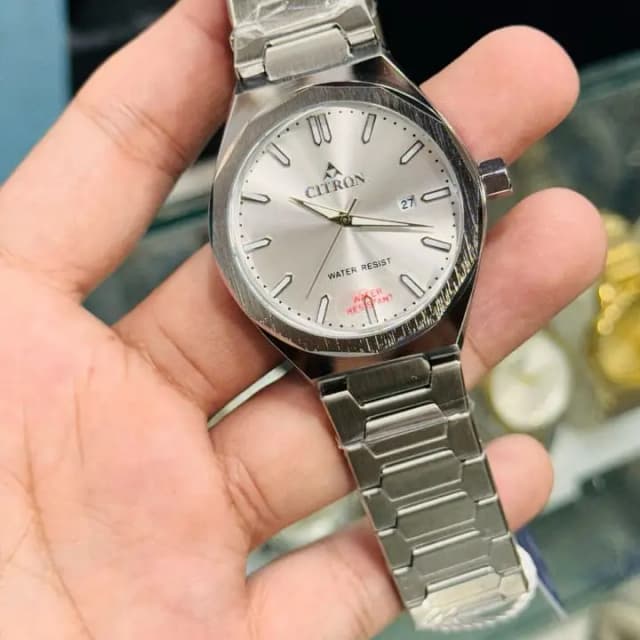 Original Citron Silver Color Watch With Analog And Calendar Dial